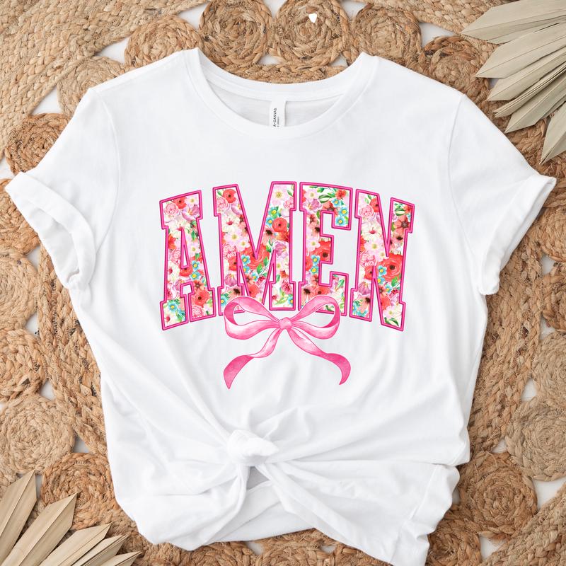 Amen Pink Bow DTF TRANSFER